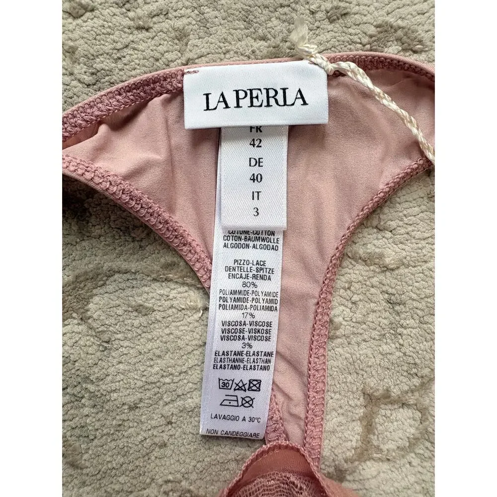 La Perla Women's Like a Butterfly Dusty Pink Lace Thong IT 3, Small/Medium NEW